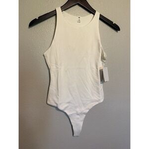 BP. Nordstrom Butter Tank Ribbed Bodysuit in Ivory Tofu Womens Size S NWT
